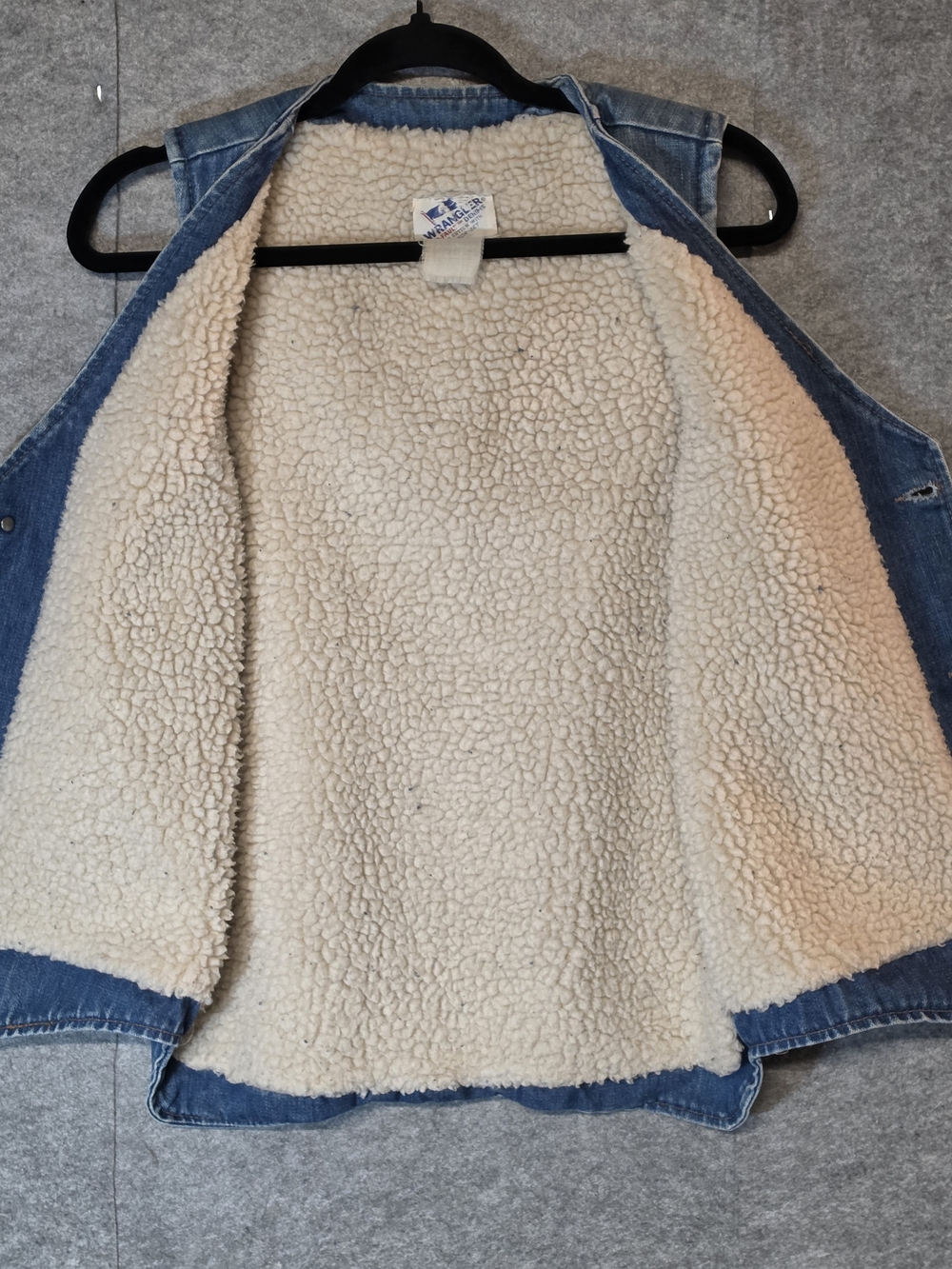 Vintage Wrangler 100% Cotton Denim Sherpa-Lined Vest - Picture 9 of 12